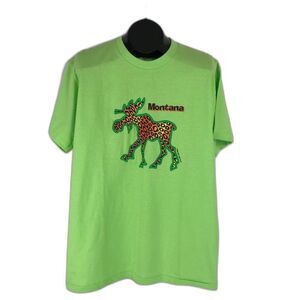 Vintage Anvil Wild West Shirt Co. Montana Moose Graphic T-Shirt Men's Large 90s